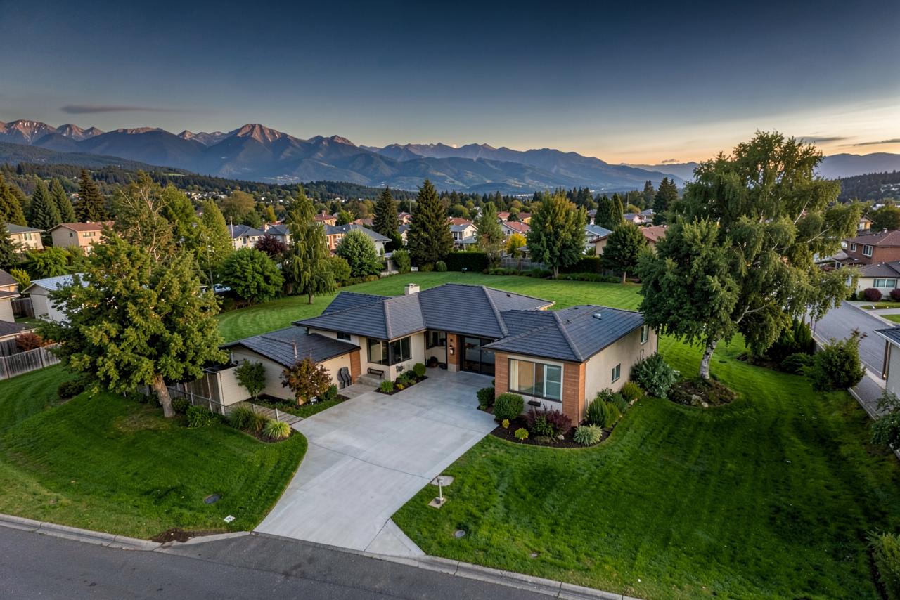 Aerial photograph of a residential property and its lot in the Fraser Valley, British Columbia